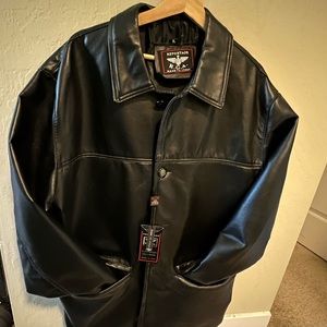 Leather jacket XL in size.  Four buttons down center. Made in Italy.